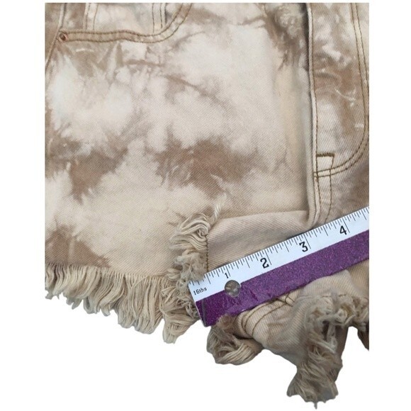 PacSun High Rise Festival Tie Dye Denim Shorts Size 25 Frayed Hem Boho Y2K - Picture 10 of 11